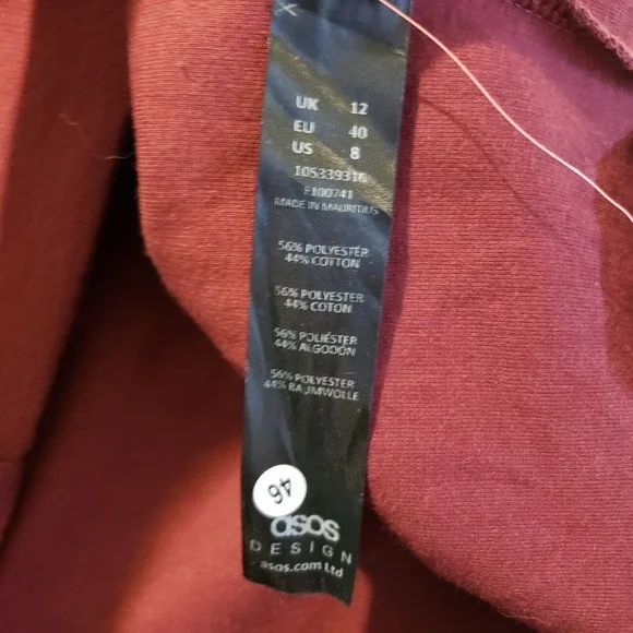 Asos Design Sleeveless Pinafore Pocket Dress Women's Size 8 Burgundy A-line Mini - Picture 6 of 9